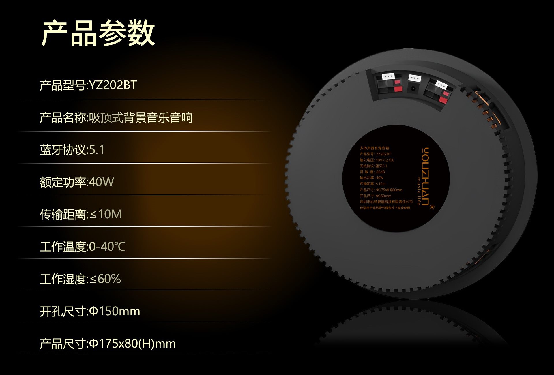 蓝牙吸顶音箱 YZ202BT 详情图