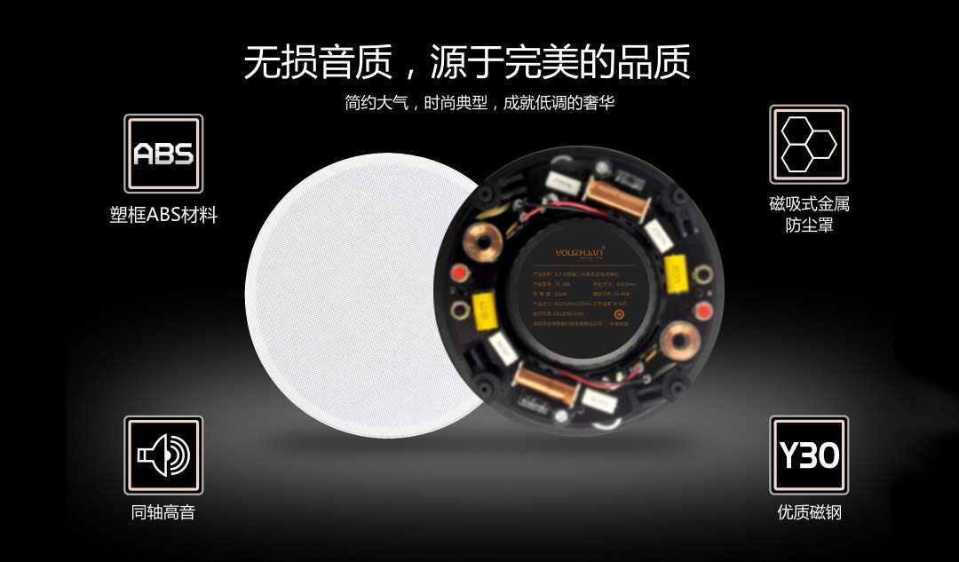 6.5寸吸顶扬声器 YZ386 详情图