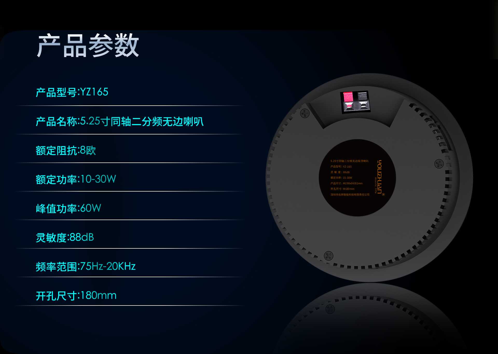 5.25寸吸顶扬声器 YZ165 详情图