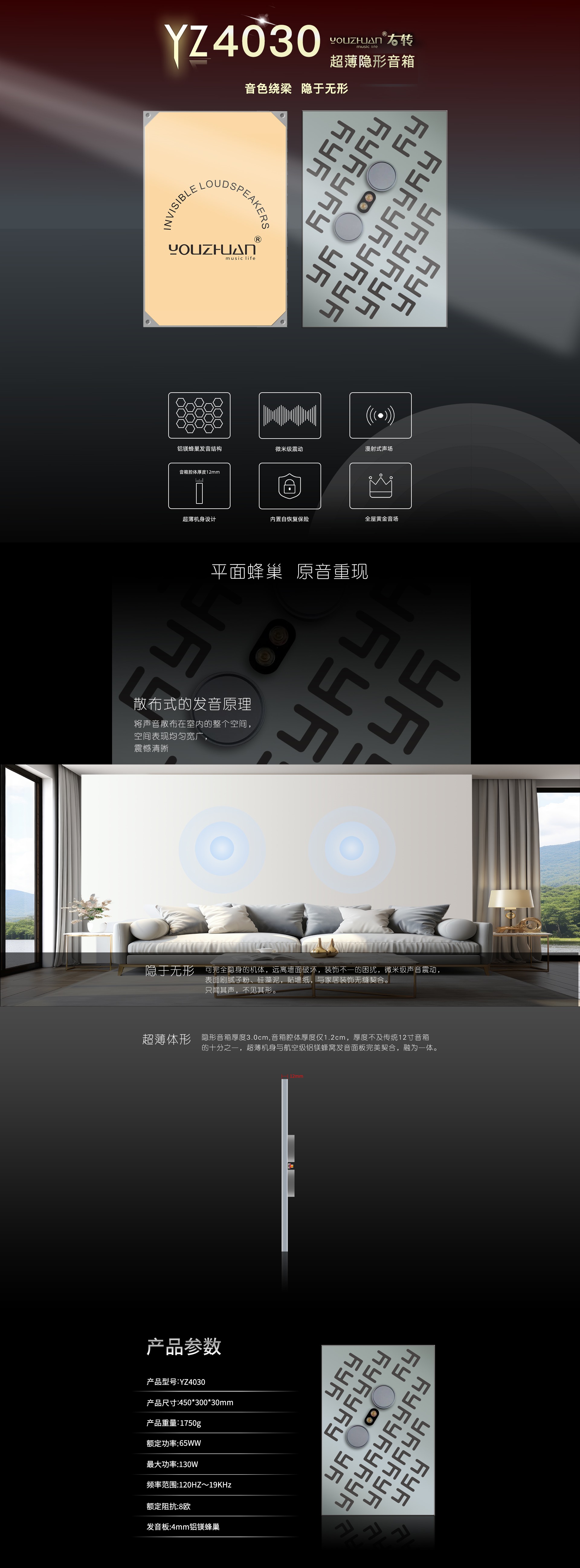 YZ4030隐藏音箱 详情图