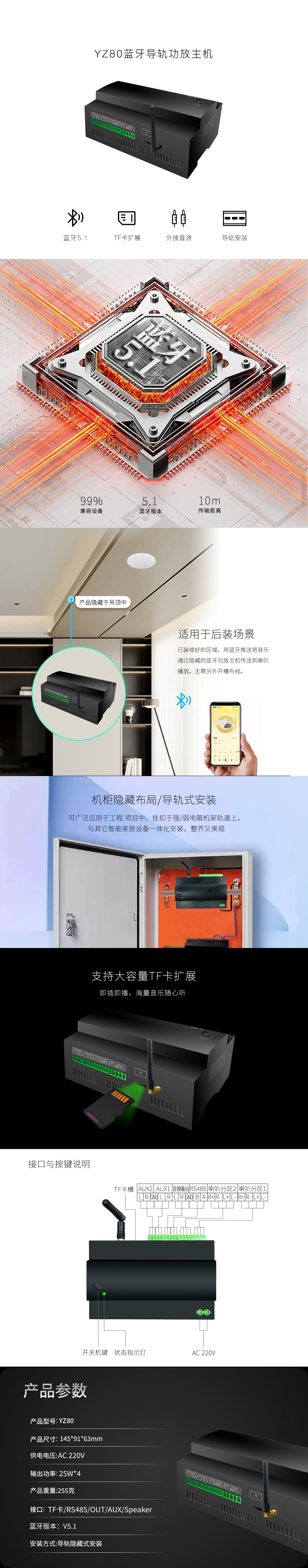 YZ80导轨式功放主机 详情图